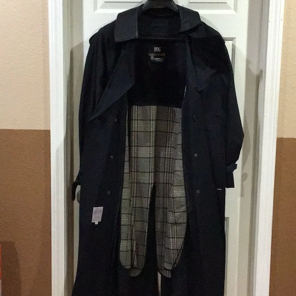 London Fog Mens Black Lined Trench Coat Size 42 Regular - Picture 7 of 11